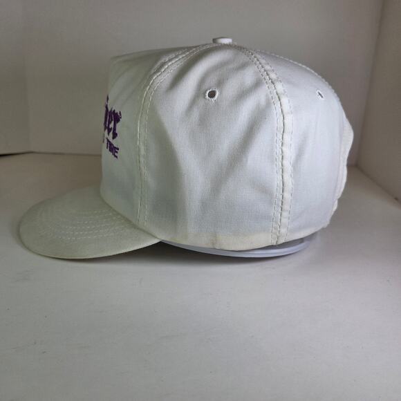 Vintage 90s Hoosier Racing Tire Snapback Hat White Purple Logo USA Made - Picture 2 of 10